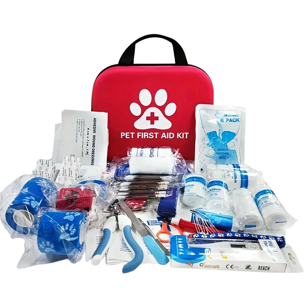 61-Piece Portable Pet First Aid Kit - Emergency Medical Supplies for Dogs & Cats | Compact EVA Case for Camping, Hiking & Travel
