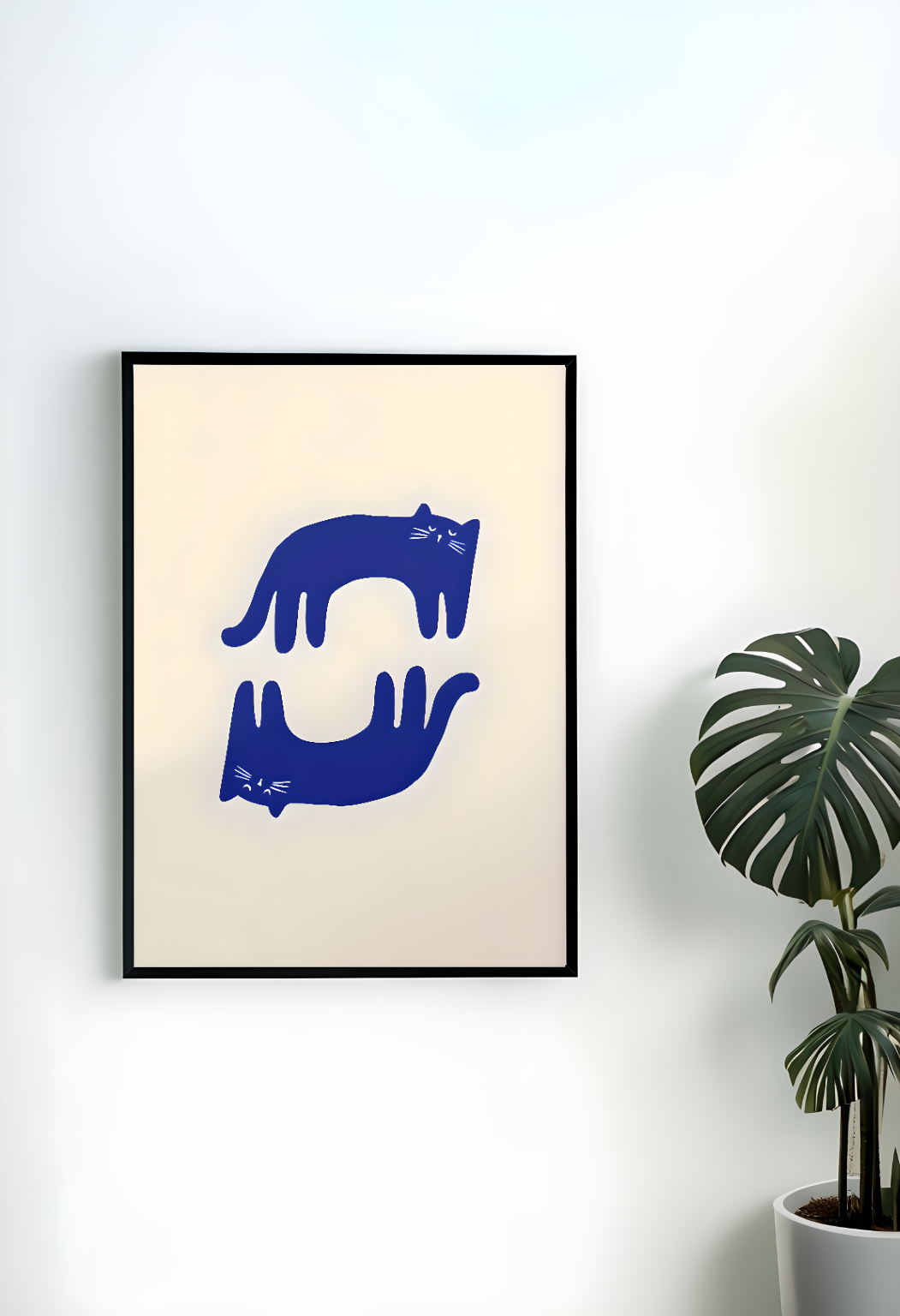 Cat Print Blue Minimalist Poster Dopamine Decor Retro Cat Print Funky Animal Poster Cat Lovers Decor Digital Download 1 Print