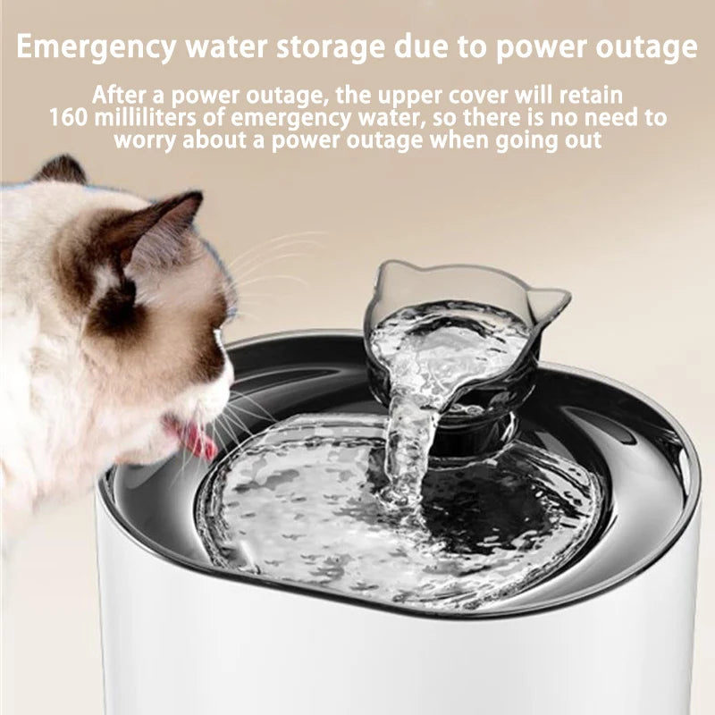 Automatic Cat Water Fountain USB Electric | Quiet Mute Pump Filtered Recirculating Pet Drinker | Cute Cat Ears for Cats & Dogs
