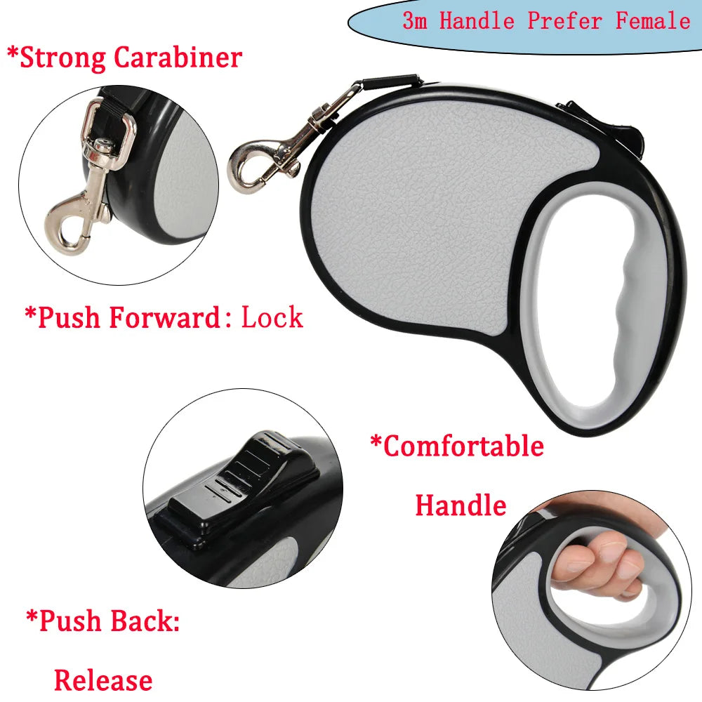 Automatic Retractable Dog Leash (3M & 5M) | Flexible Extending Lead for Small & Large Dogs (Pug, Chihuahua & More!)