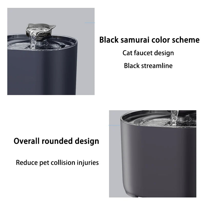 Automatic Cat Water Fountain USB Electric | Quiet Mute Pump Filtered Recirculating Pet Drinker | Cute Cat Ears for Cats & Dogs
