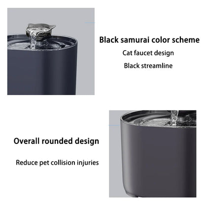 Automatic Cat Water Fountain USB Electric | Quiet Mute Pump Filtered Recirculating Pet Drinker | Cute Cat Ears for Cats & Dogs